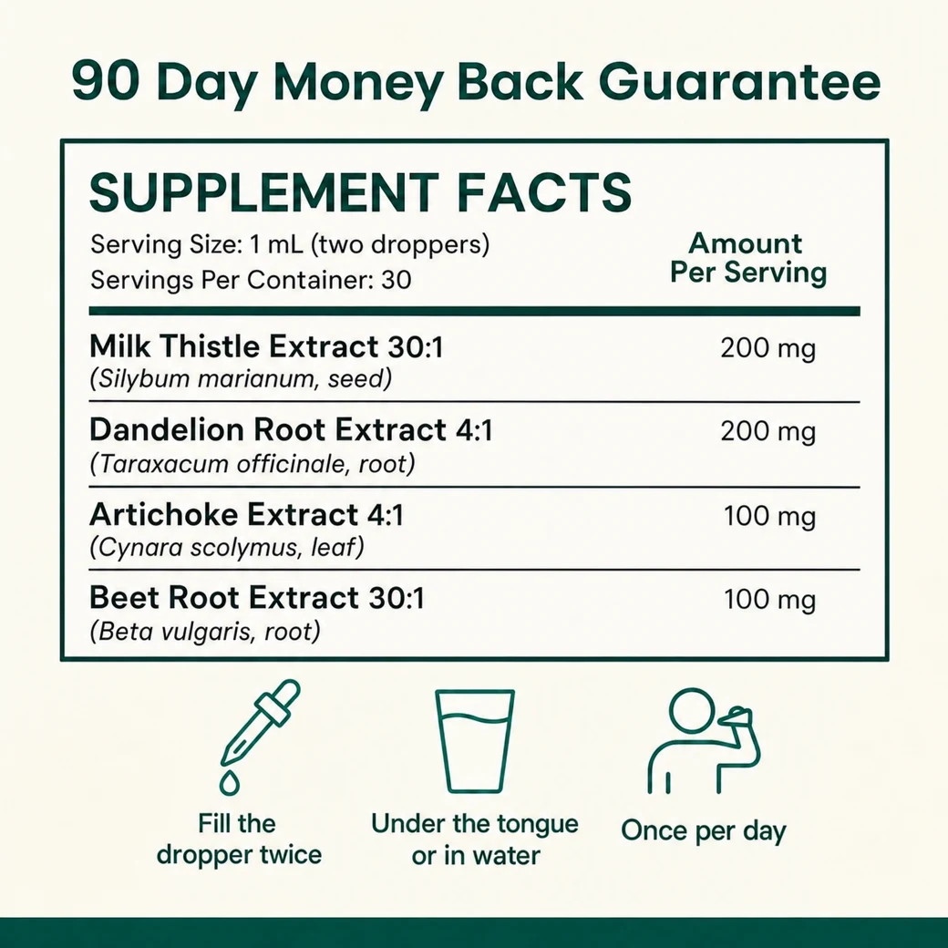 Supplement facts and 90-day guarantee